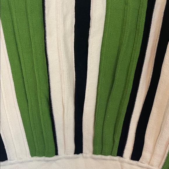 Weekend Max Mara Spiga Short Sleeve Bold Striped Sweater - Green, Black, Cream - Picture 5 of 8